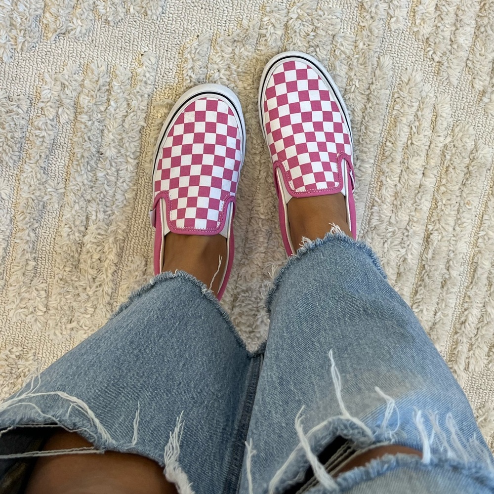 Pink checkered vans size 8!